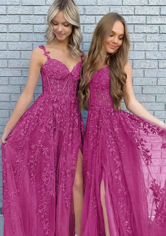 Buy More, Save More elegant dressTulle Lace Appliques Ball Gown Teens Spaghetti Straps Sparkly Prom Dress Long V Neck Formal Evening Party Dresses