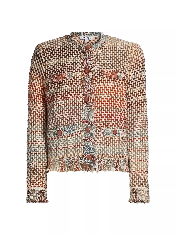 Closeout sleek jacketVeronica Beard Women's Sariayah Knit Jacket, Red Multi, L