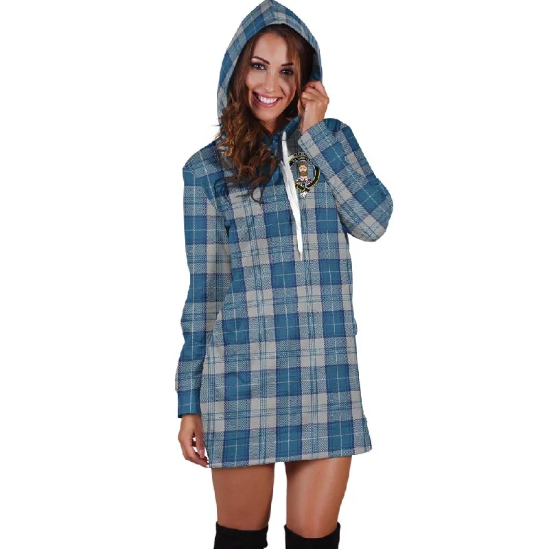 Buy More, Save More Menzies Dress Blue and White Tartan Hoodie Dress with Family Crest