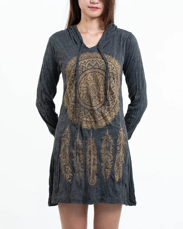Price Rollback Womens Dreamcatcher Hoodie Dress in Gold on Black