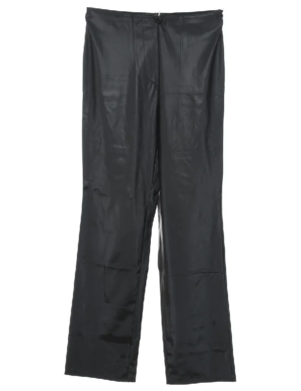 Weekend Flash Sale high-fashion coatHigh Waist Black 1990s Silky Trousers - W26 L32