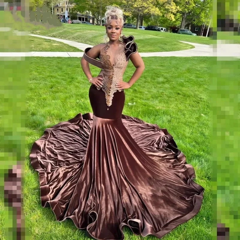 Huge Savings off-the-shoulder dressSexy Chocolate Velvet Mermaid Prom Dresses For African Women 2024 Beaded Plus Size Birthday Partyeer Mesh Birthday Gown vestidos Huge Savings off-the-shoulder dressSexy Chocolate Velvet Mermaid Prom Dresses For African Women 2024 Beaded Plus Size Birthday Partyeer Mesh Birthday Gown vestidos