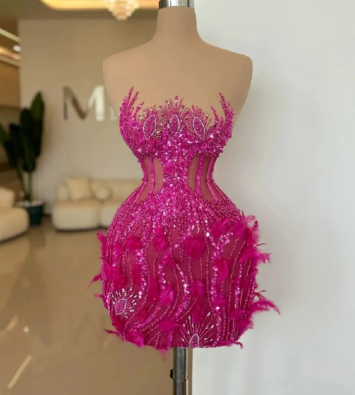 Huge Discounts cocktail party dressHot Pink Short Cocktail Dresses with Feathers Beaded Sexy Cut Out Sheer Sparkle Sequins Mini Dinner Dance Party Gowns Huge Discounts cocktail party dressHot Pink Short Cocktail Dresses with Feathers Beaded Sexy Cut Out Sheer Sparkle Sequins Mini Dinner Dance Party Gowns
