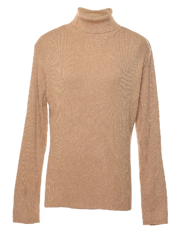 Holiday Sale chic coatLurex Thread Pattern Turtleneck Jumper - L