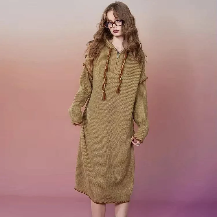 party-ready dressElegant Autumn Plus Size Hoodie Knitted Dresses for Women