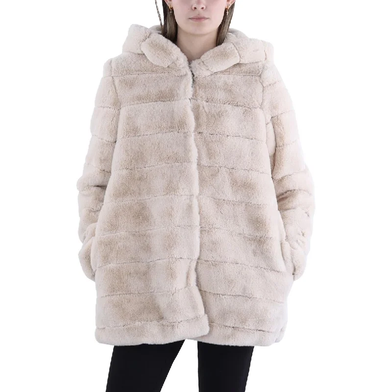 Special Buy contemporary coatWomens Hooded Midi Faux Fur Coat