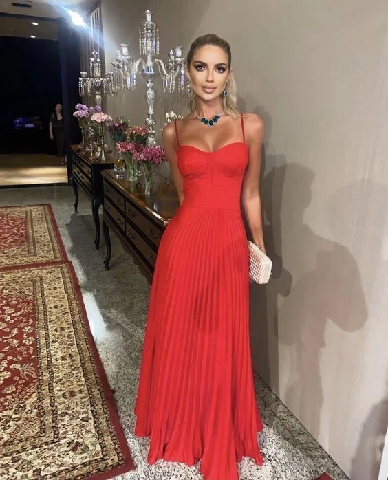Fantastic Deals casual summer dressRed sweetheart neck long prom dress,evening dress Y6296