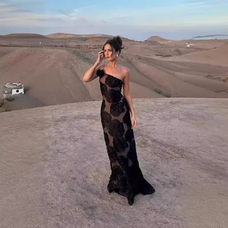 Price Cut A-line dressElegant Floral Appliques Maxi Dress for Women Sexy One Shoulder Sheer Slim Party Dresses Fashion Holidays Club Party Dress Price Cut A-line dressElegant Floral Appliques Maxi Dress for Women Sexy One Shoulder Sheer Slim Party Dresses Fashion Holidays Club Party Dress