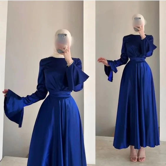New Markdowns bohemian dressSimple Royal Blue A-line Prom Dress,Royal Blue Muslim Dress Y6982
