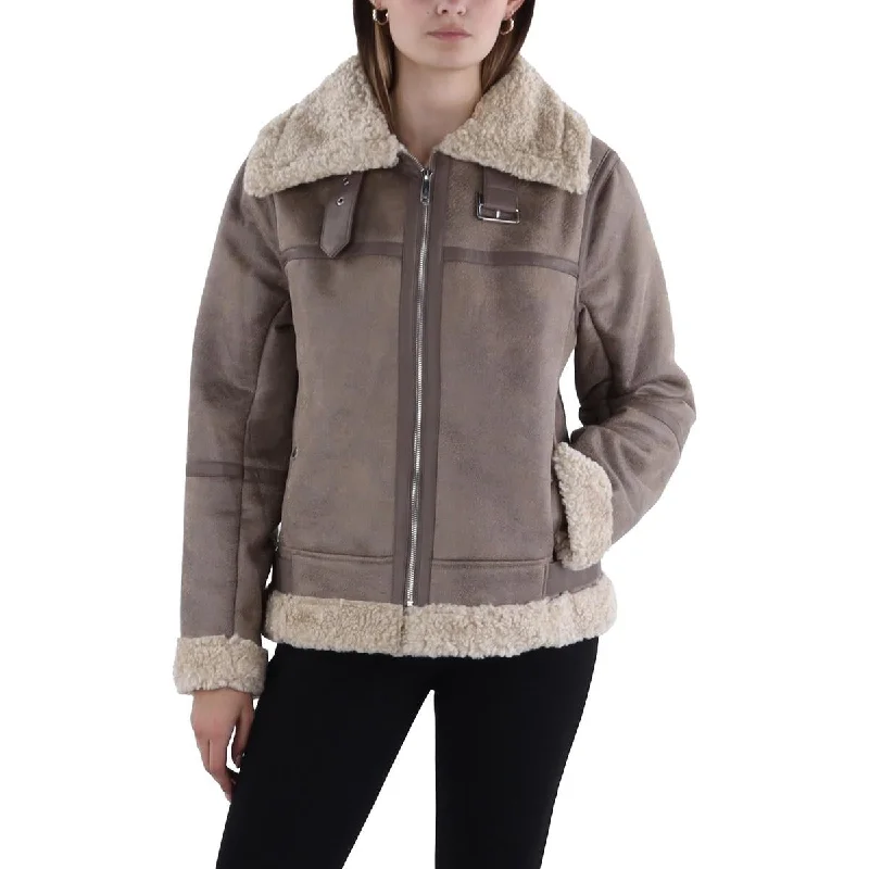 vintage trench coatWomens Faux Fur Lined Cold Weather Leather Jacket