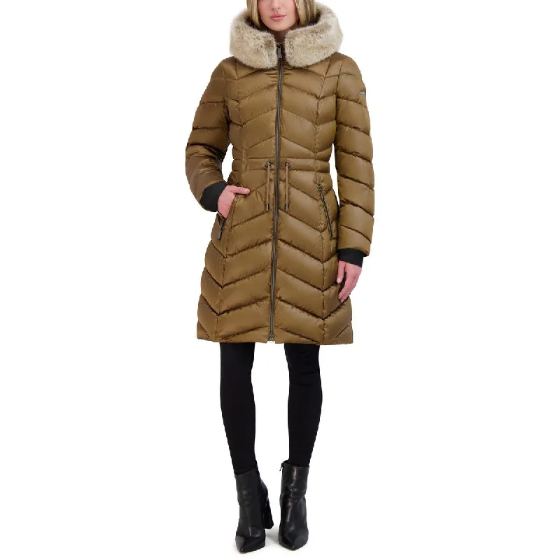 Limited Quantity comfortable coatWomens Faux Fur Trim Hooded Puffer Jacket