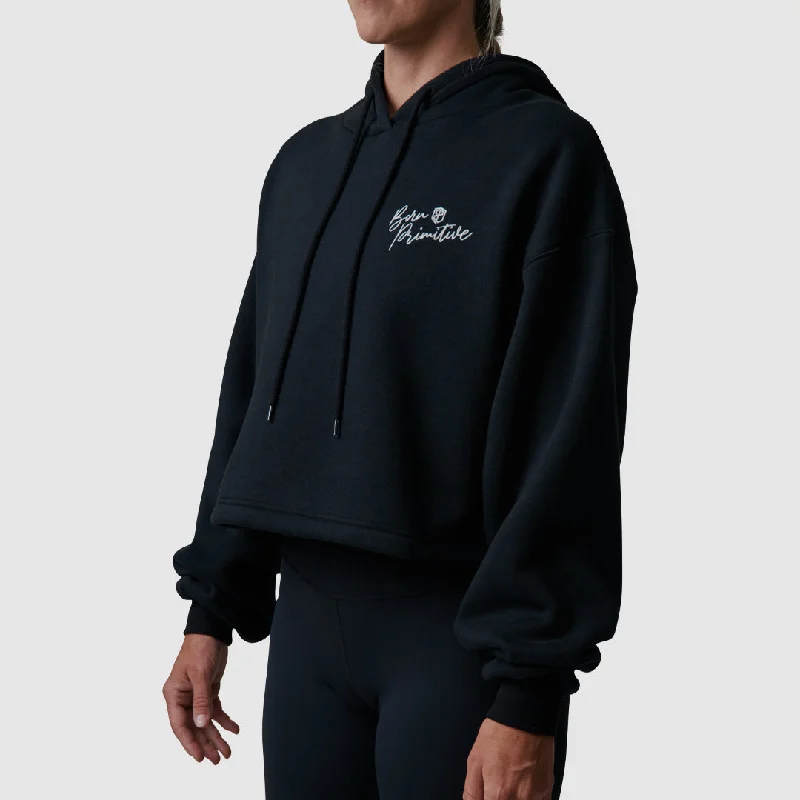 Markdowns casual hoodie for fallRevival Cropped Fleece Hoodie (Black)