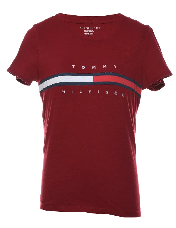Act Fast stylish raincoatTommy Hilfiger Maroon, Navy & White T-Shirt - M