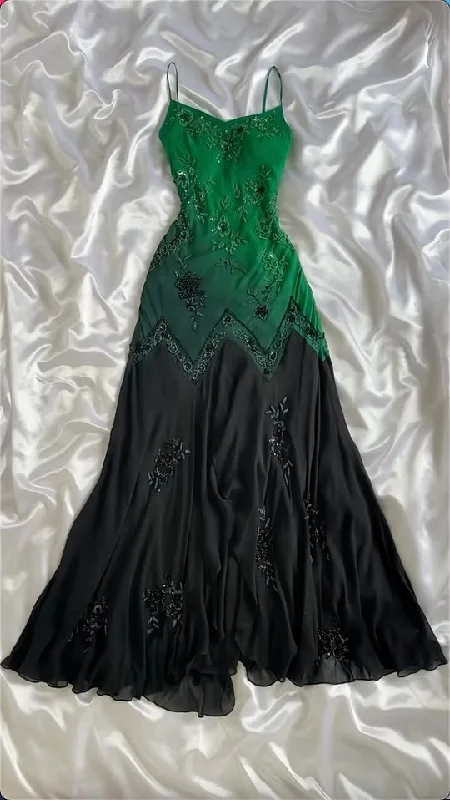 boho dressGorgeous Ombre Green Chiffon Beaded Prom Dress Mermiad Evening Dress Y7731