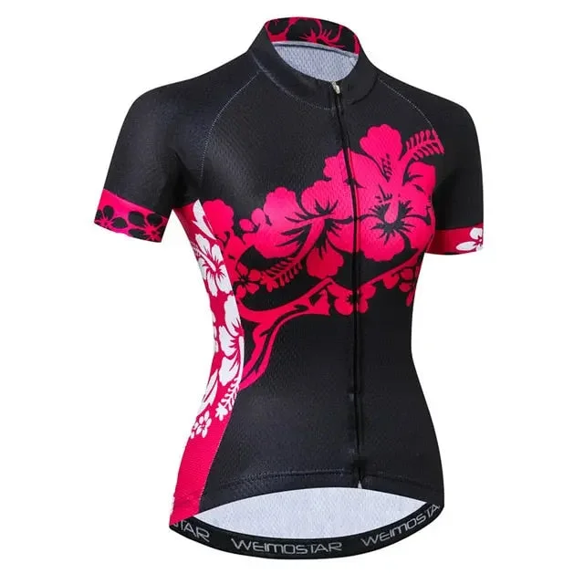 comfy workout wear hoodiePink Bloom Women's Short Sleeve Cycling Jersey