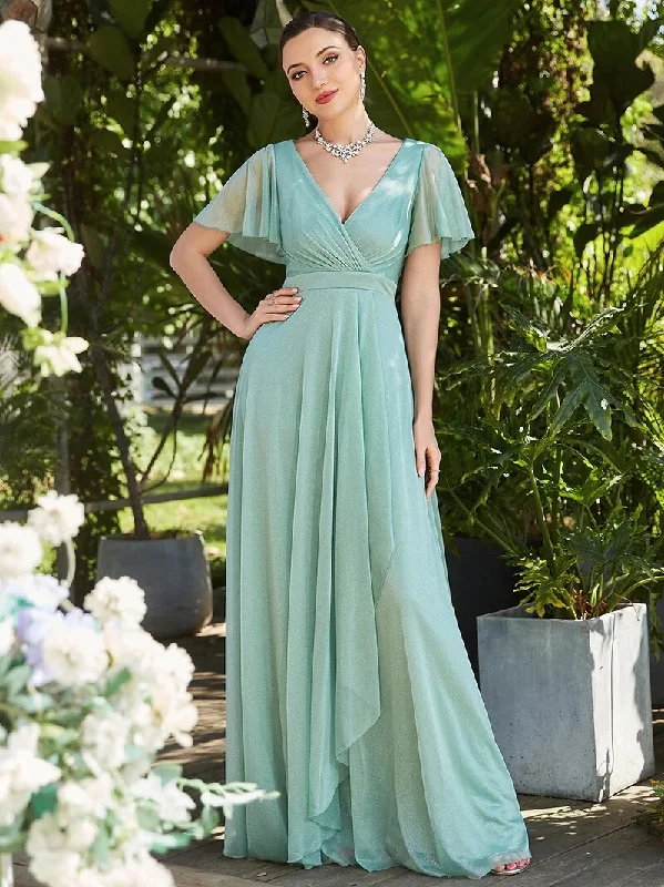 Crazy Deals off-the-shoulder dressBerriesJam - Long Asymmetrical Short Sleeve V-NecK Ruffles Party Dress Crazy Deals off-the-shoulder dressBerriesJam - Long Asymmetrical Short Sleeve V-NecK Ruffles Party Dress