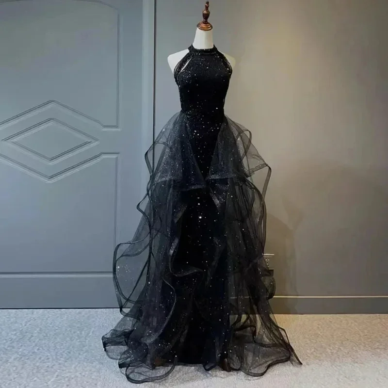 Fantastic Offers luxury dressNew black sequined lady girl women princess bridesmaid banquet party prom dress gown free shipping Fantastic Offers luxury dressNew black sequined lady girl women princess bridesmaid banquet party prom dress gown free shipping