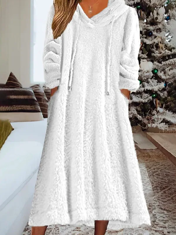 Buy Now Loose Fluff/Granular Fleece Fabric Hoodie Casual Dress PJ59