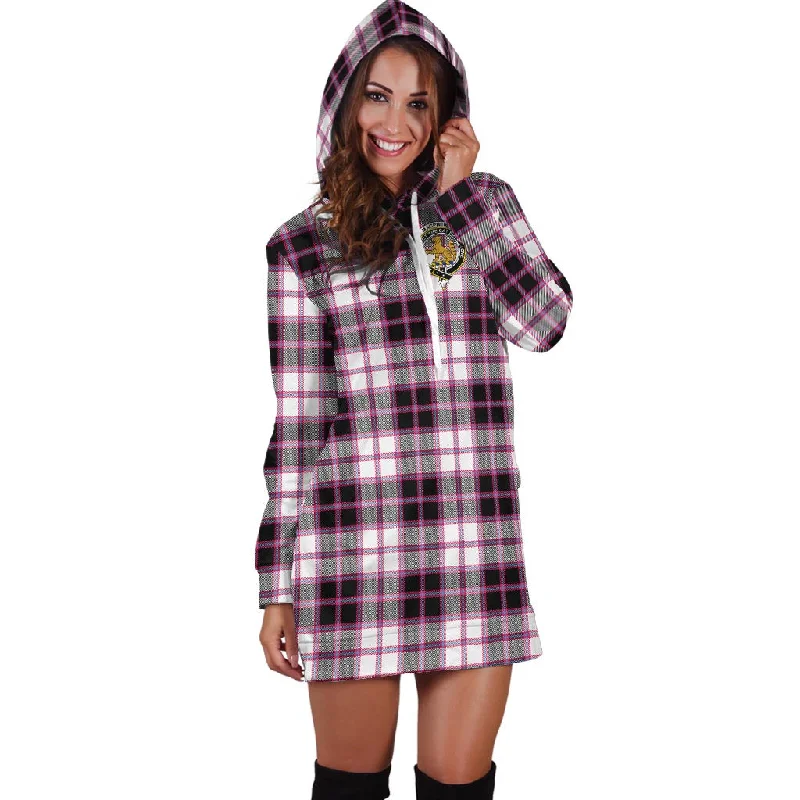 Deal of the Day MacPherson Hunting Modern Tartan Hoodie Dress with Family Crest