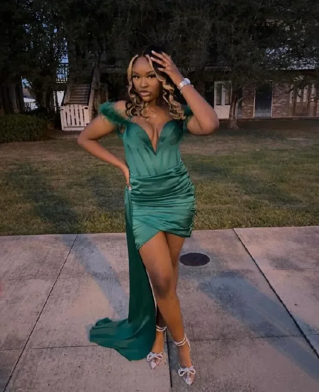 Deep Discounts stylish dressHunter Green Mini Cocktail Evening Dresses Off Shoulder Feather Stain Black Girl Birthday Queen Gown feestjurk dames bruiloft Deep Discounts stylish dressHunter Green Mini Cocktail Evening Dresses Off Shoulder Feather Stain Black Girl Birthday Queen Gown feestjurk dames bruiloft