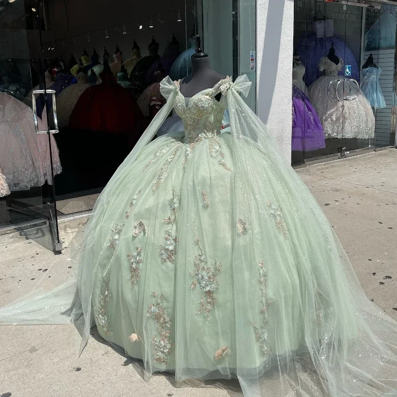 Act Fast boho-chic dressSage Green Tulle Quinceanera Dresses Sweetheart Beads Applique Lace With Cape Ball Gown Sweet Sixteen Dress Gowns vestidos de 15 Act Fast boho-chic dressSage Green Tulle Quinceanera Dresses Sweetheart Beads Applique Lace With Cape Ball Gown Sweet Sixteen Dress Gowns vestidos de 15