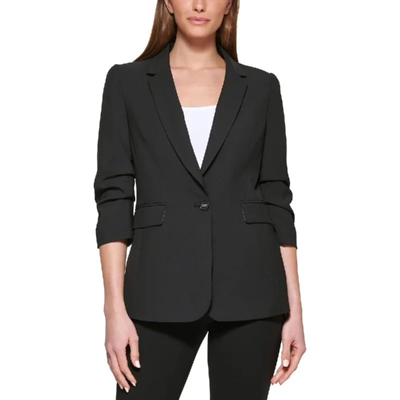 lightweight outerwearPetites Madison Womens Solid Polyester One-Button Blazer