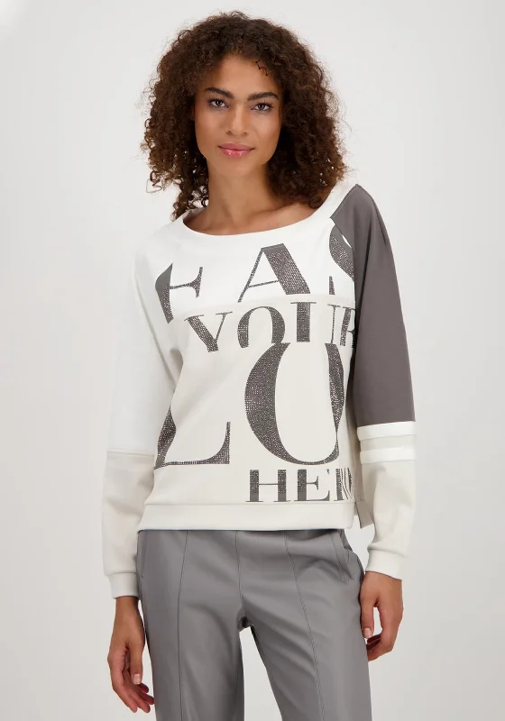 Holiday Sale chic hoodieMonari Boat Neck Rhinestone Sweatshirt, Beige Multi