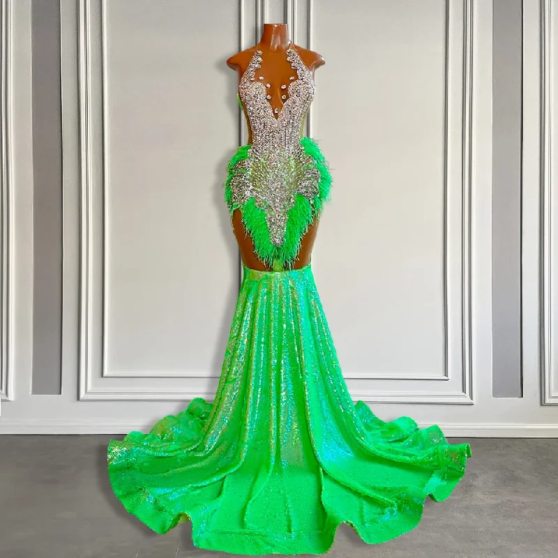 Crazy Savings knit dressGlitter Green Mermaid Prom Dress 2024 Black Girls Luxury Crystal Beaded Long Prom Gowns Sexy Halter Feather Prom Dresses Crazy Savings knit dressGlitter Green Mermaid Prom Dress 2024 Black Girls Luxury Crystal Beaded Long Prom Gowns Sexy Halter Feather Prom Dresses
