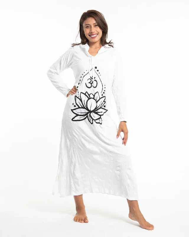 The Best Prices Womens Lotus Om Long Hoodie Dress in White