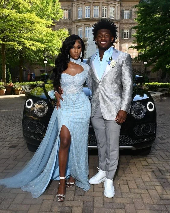 Low Prices ashionable dressLight Blue Long Prom Dresses, Formal Evening Dresses