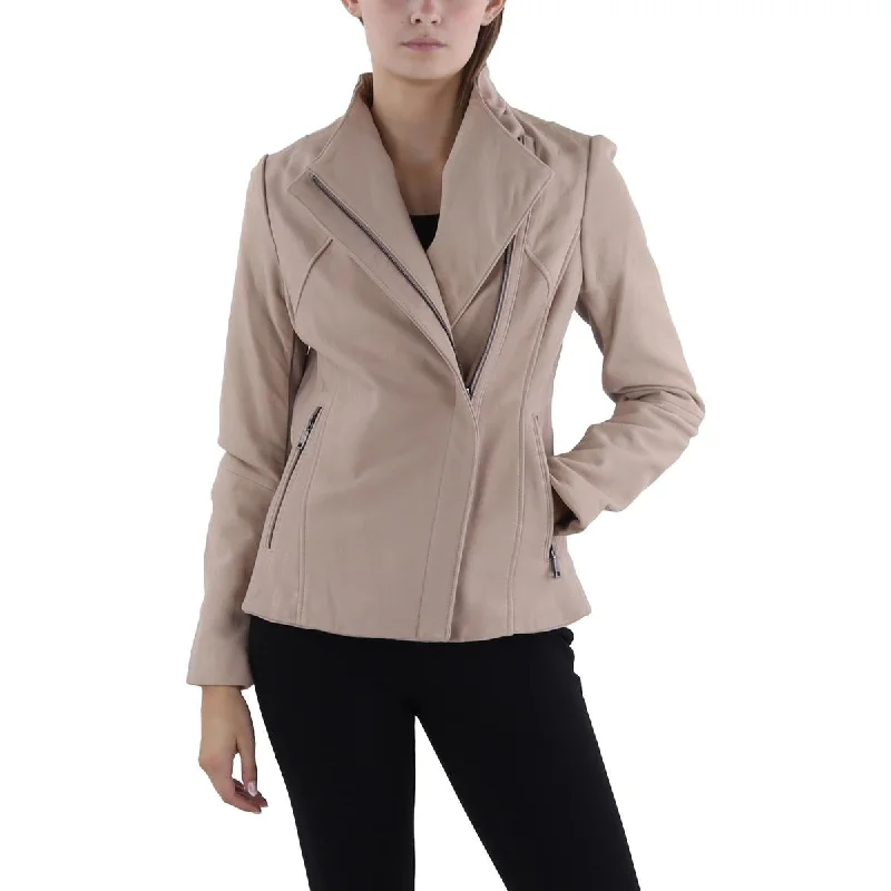 chic coatWomens Leather Long Sleeve Leather Jacket