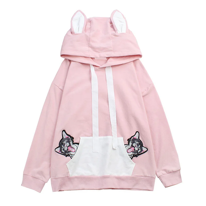 Hot Deal Cat embroidered hoodie YV5614