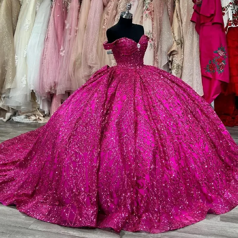 Super Deal one-shoulder dressFuchsia Purple Sparkly Princess Quinceanera Dresses Off Shoulder Gillter Crystal Sequins Prom Sweet 15 vestidos de cerimonia Super Deal one-shoulder dressFuchsia Purple Sparkly Princess Quinceanera Dresses Off Shoulder Gillter Crystal Sequins Prom Sweet 15 vestidos de cerimonia