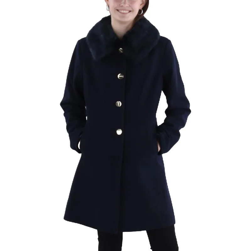 Value Deals relaxed winter jacketWomens Faux Fur Trim Long Wool Coat