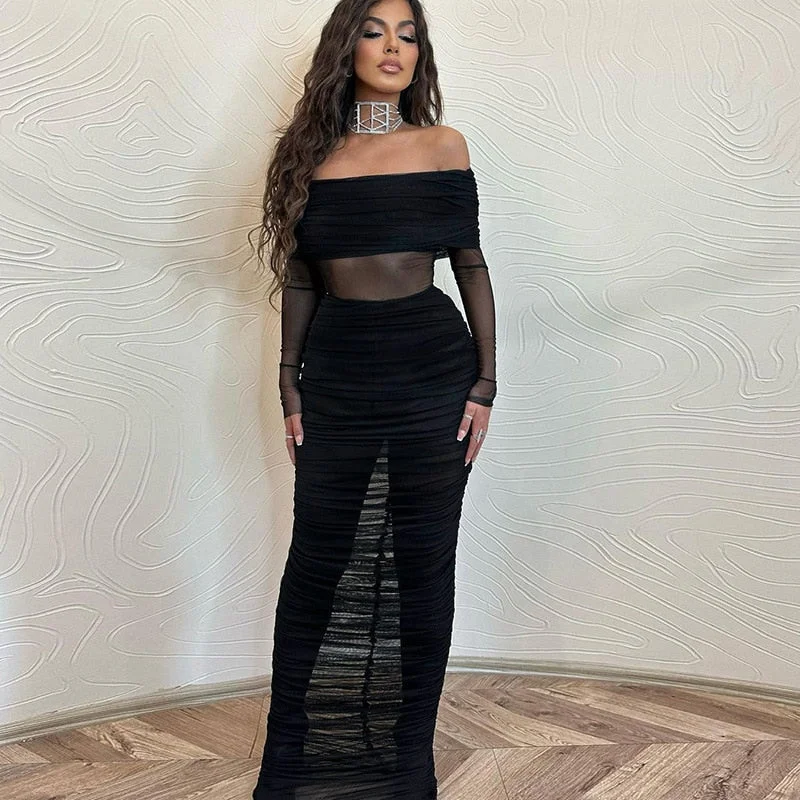 Today Only casual day dressBerriesJam - Mesh Long Sleeve Bodycon Sexy Strapless Party Dress Today Only casual day dressBerriesJam - Mesh Long Sleeve Bodycon Sexy Strapless Party Dress