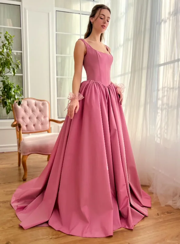Low Prices luxury dressElegant Square Collar Evening Dresses Taffeta Spaghetti Straps Basque Waist A-line Formal Party Gown Pleat Backless Dating Dress Low Prices luxury dressElegant Square Collar Evening Dresses Taffeta Spaghetti Straps Basque Waist A-line Formal Party Gown Pleat Backless Dating Dress