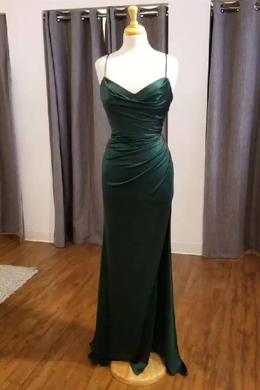 summer dressHunter Green V-Neck Mermaid Long Formal Dress