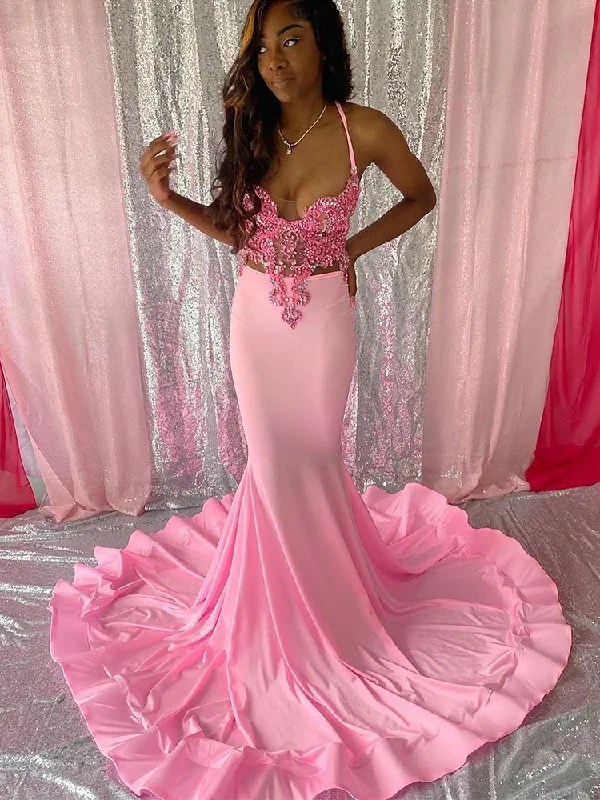 Limited Quantity sleeveless dressLong Sheer Pink Mermaid Prom Dresses 2024 Black Girls vestidos de gala evening dresses woman elegant Limited Quantity sleeveless dressLong Sheer Pink Mermaid Prom Dresses 2024 Black Girls vestidos de gala evening dresses woman elegant