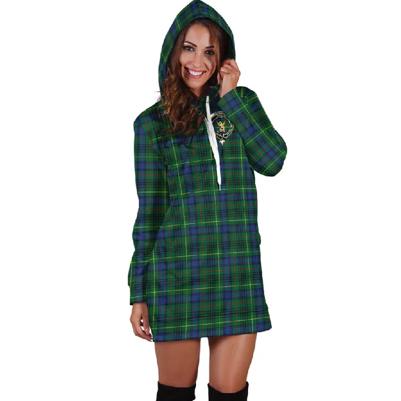 Deal Dash Stewart Hunting Modern Tartan Hoodie Dress with Family Crest