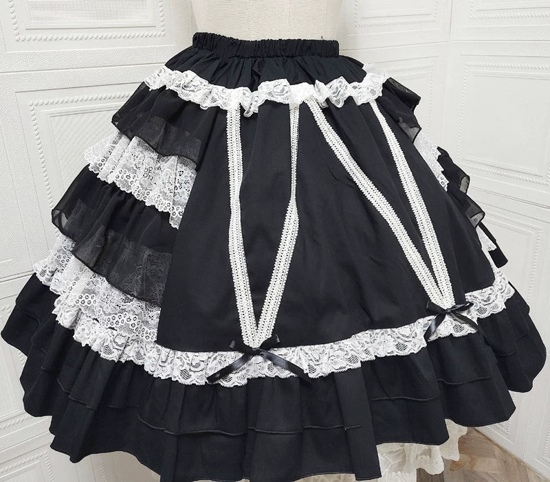 statement dressSweet Angel~Japanese Sweet Lolita Skirt Retro Showa Knee Cake Dress