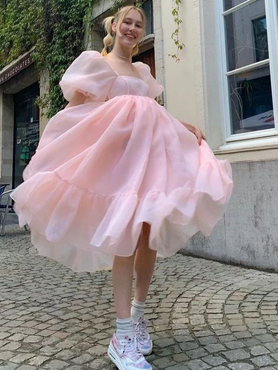 Limited Time Offer floral wrap dresspink princess prom dress, puff sleeves organza dress, classic simple elegant dress Y6910 Limited Time Offer floral wrap dresspink princess prom dress, puff sleeves organza dress, classic simple elegant dress Y6910