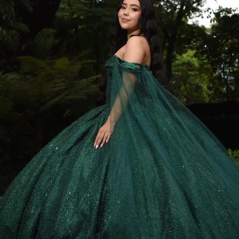 Discount Days high-waisted dressGreen Shiny Princess Off The Shoulder Quinceanera Dress Ball Gown With Cape XV Años Sweet Gowns Vestidos De 15 Años Discount Days high-waisted dressGreen Shiny Princess Off The Shoulder Quinceanera Dress Ball Gown With Cape XV Años Sweet Gowns Vestidos De 15 Años