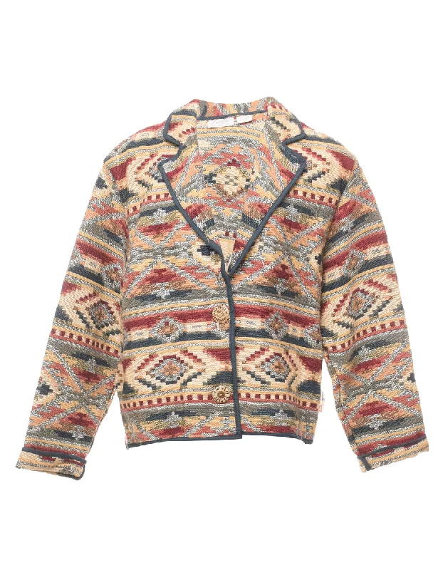 cozy coatAztec Print Multi-Colour Tapestry Jacket - L