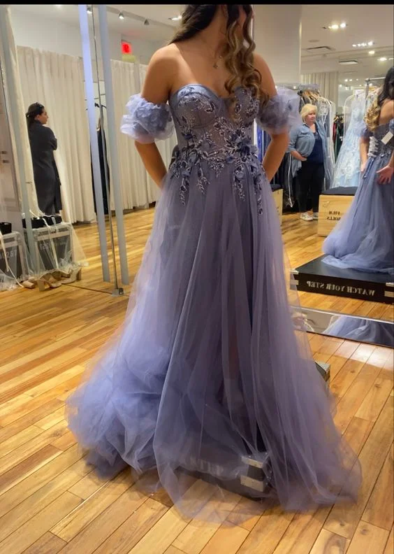 Super Savings modern dressSweetheart Neckline A-line Tulle Prom Dress,Graduation Dress  Y7043