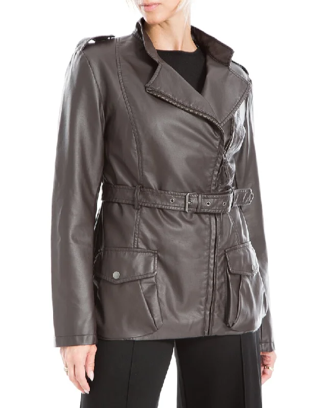 cozy wool-blend coatMax Studio Leatherette Jacket