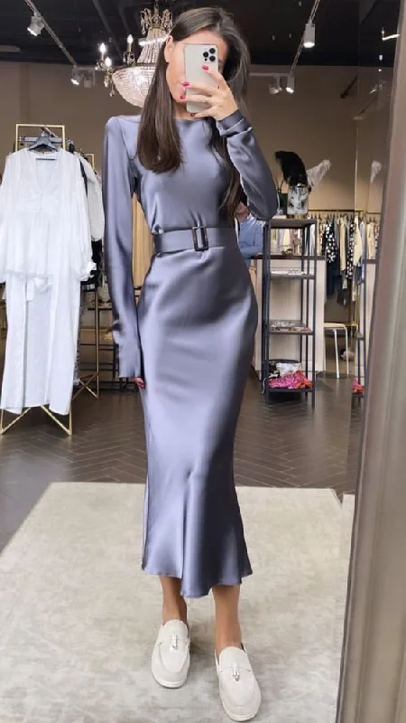 Seasonal Clearance knit dressSimple Pure Color Prom Dress,Trendy Formal Gown Y6898