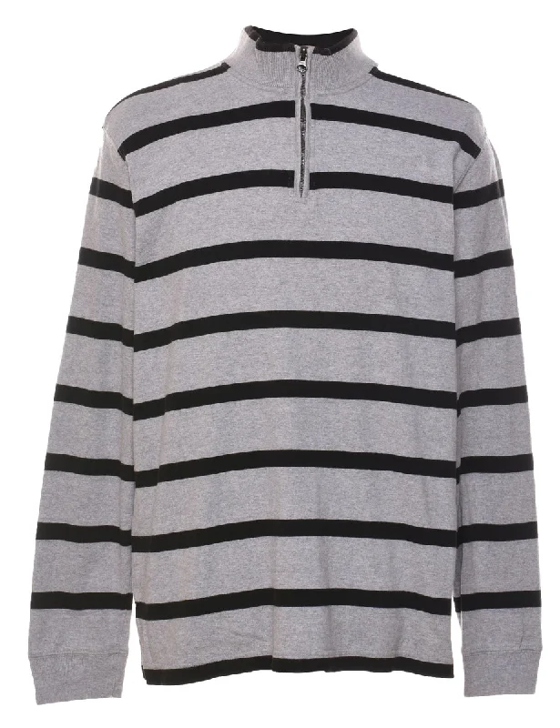 Mega Deal windbreaker jacketChaps Striped Grey & Black High Neck Rugby Shirt - XL
