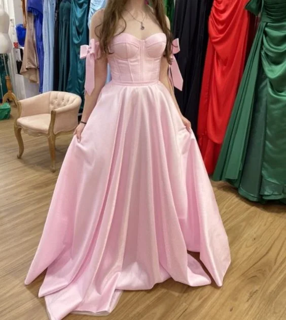 Value Deals wool dressClassic Pink A-line Prom Dress,Pink Evening Dress Y6763
