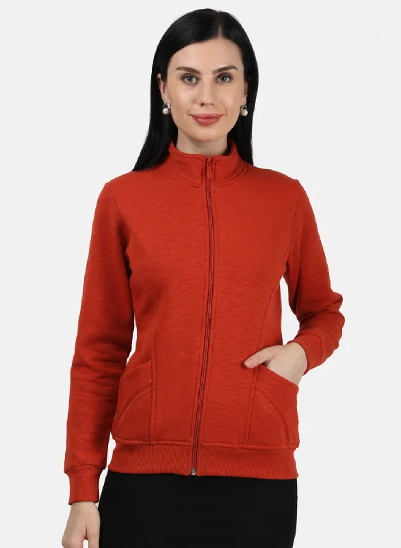 Special Buy fitted workout sweatshirtWomen Orange Plain Sweatshirt