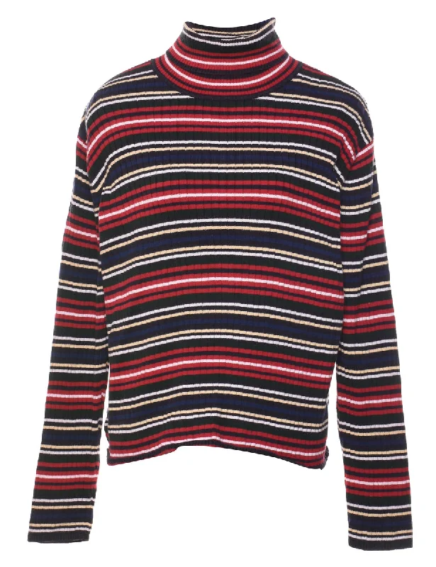 Quick Sale contemporary trench coatMulti-colour Striped Turtleneck Jumper - L